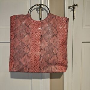 Elegant Pink Snake Print Tote